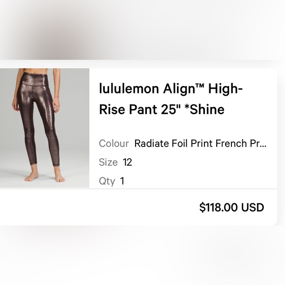 Brown glimmered lululemon leggings, only wore 2-3 times.. size 12 - Picture 3 of 3